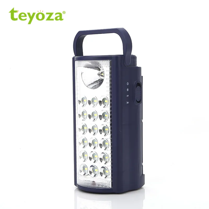 teyoza solar battery powered USB rechargeable led emergency camping light with torch light and solar panel