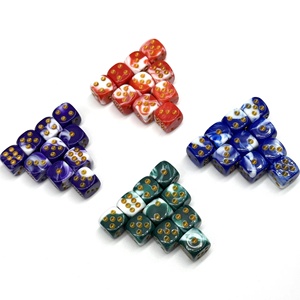 Dés à six faces en résine acrylique perlée, couleurs mélangées, logo personnalisé, prix d'usine, vente en gros, coins arrondis, dés D6 - Product Image 1