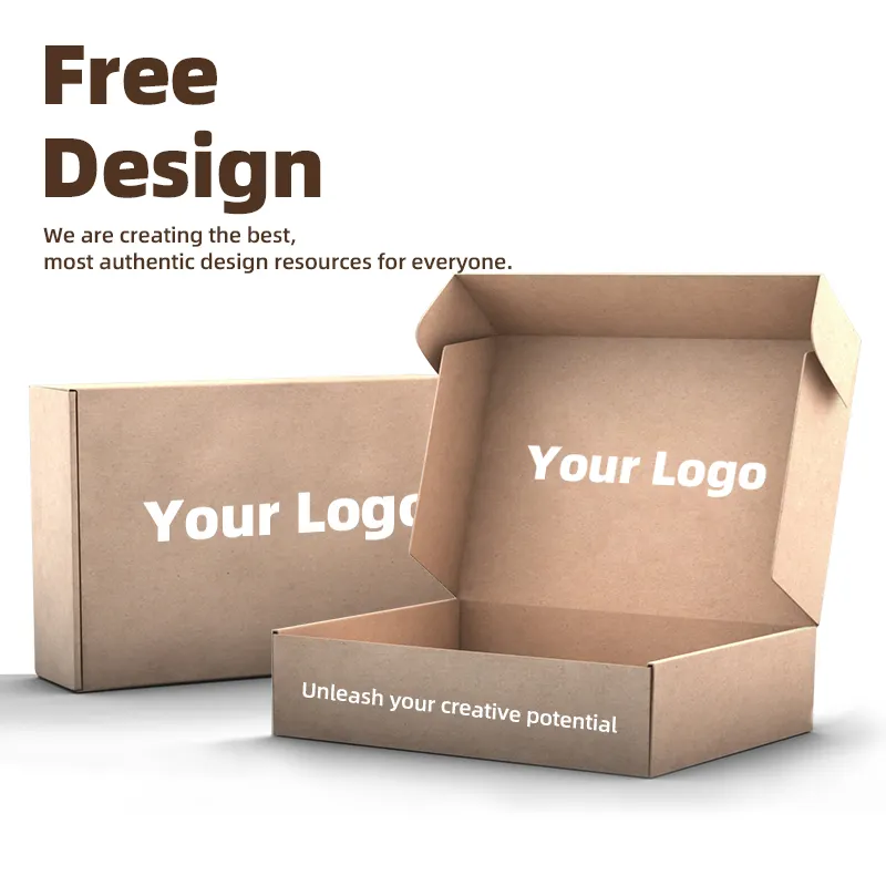 Custom Logo Personalised ECO Friendly Brown Kraft Paper Corrugated Packaging Shipping Mailer Box With Logo