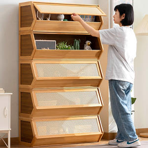 Estantería de rejilla integrada multicapa, estante de almacenamiento para sala de estar, puertas de armario de pie, vitrina, combinación de librería - Product Image 3