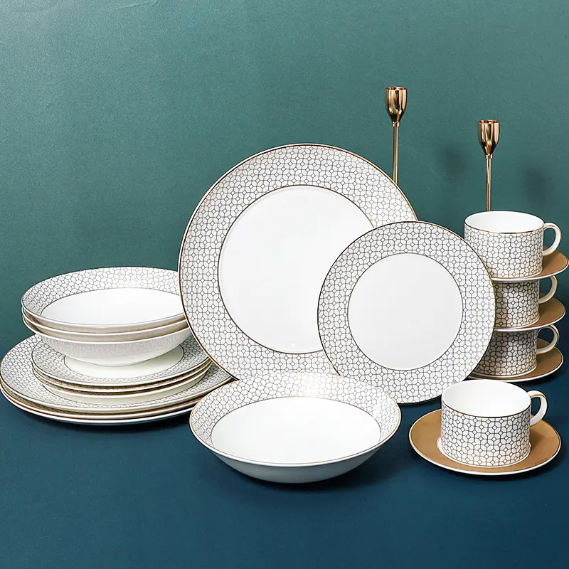 Home Sử Dụng 5 Cái Xương Trung Quốc Tấm Ăn Bowls Ly Và Đĩa Đặt Nhà Bếp Trắng Gốm Dinner Set Cho Món Quà Cưới