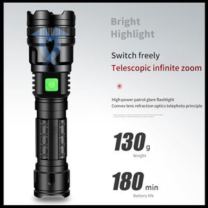 Lampe torche LED ultra-lumineuse rechargeable par USB, zoom 15W, torche LED haute puissance pour le camping en plein air, la randonnée et les situations d'urgence - Product Image 3