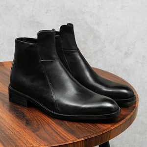 Botas de Hombre con Punta en Pico y Plataforma, Estilo Británico, de Cuero Genuino, Casuales de Negocios, Botines Modernos para Motocicleta - Product Image 2