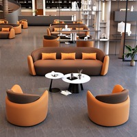 Juego de Sofás Modernos de Tres Plazas de Cuero de Alta Gama Nórdico para Apartamento, Sala de Estar, Oficina, Uso Comercial