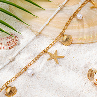 Chaîne de taille en perles de riz Série Océan pour femme, avec pendentif coquillage et étoile de mer, chaîne de corps sexy, bijoux d'été