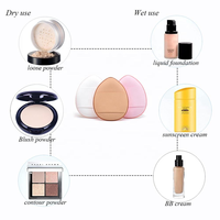 Mini houppette de maquillage portable en forme de coussin d'air pour le visage, éponge de maquillage, mini houppette à poudre pour les doigts