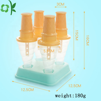 OKSILICONE moule de plateau de Popsicle de crème glacée de Silicone en forme de cône pour la crème glacée faite maison de bricolage avec le moule de support de 4 cavités de dessin animé