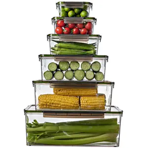 Оптовая цена, портативный прозрачный пластиковый герметичный кухонный холодильник для хранения фруктов, контейнеры для хранения продуктов с крышками
