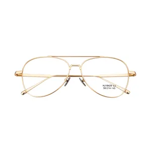 Hot Koop Matte Gold Dubbele Brug Eye Wear Brillen Metallic Frames Voor Heren