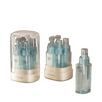 Flacons cylindriques légers rechargeables 4 en 1, système de pompe sans air, pulvérisateur à large ouverture, matériau PC+PRTG, pour voyage, shampoing, cosmétiques