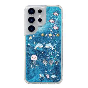 Capa de TPU Macia com Areia Líquida Brilhante para Samsung Galaxy S26 Plus S25 Edge S24 Ultra S23 FE S22 S21 Capa Traseira Mundo Marinho Golfinho - Product Image 1