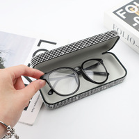 Étui de rangement pour lunettes et lunettes de soleil en ABS orné de diamants, type boîte, portable, pour intérieur de voiture