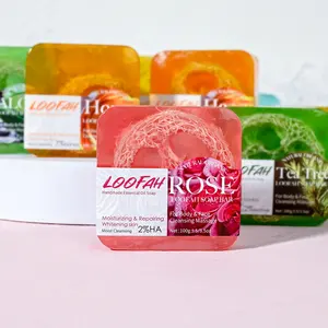 Luxury Fruit Soap Gift Sets Rose Lemons Carrot Extract Exfoliating Bath Body Soap Bar Loofah Soap