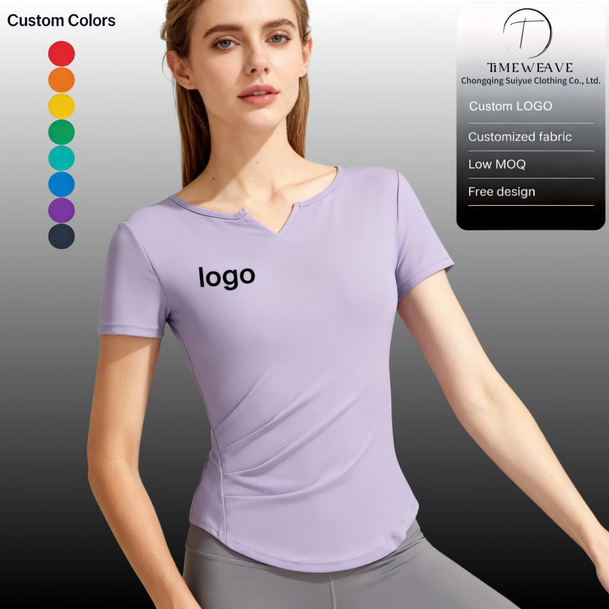 Women's V-Neck Slim Fit Sports T-Shirt Quick Dry Breathable Yoga Top Short Sleeve Athletic Workout Shirt