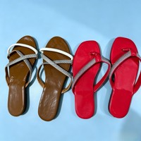 1,75 Dollars Modèle GW004 Taille 35-41 Chaussures Dames Pantoufles Talon Plat en Vrac Fantaisie Dernières Pantoufles Colorées pour Adolescentes