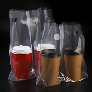 Supporto monouso in plastica per caffè latte portabicchieri in plastica sacchetto da asporto ispessito vassoio da due tazze per togliere cibo in plastica