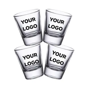 Custom Logo Factory Supplied Transparent 6 Pcs 12pcs 1oz 1.5oz 70ml Square Toughened Shot Glass Set 2oz Bullet Shot Glass