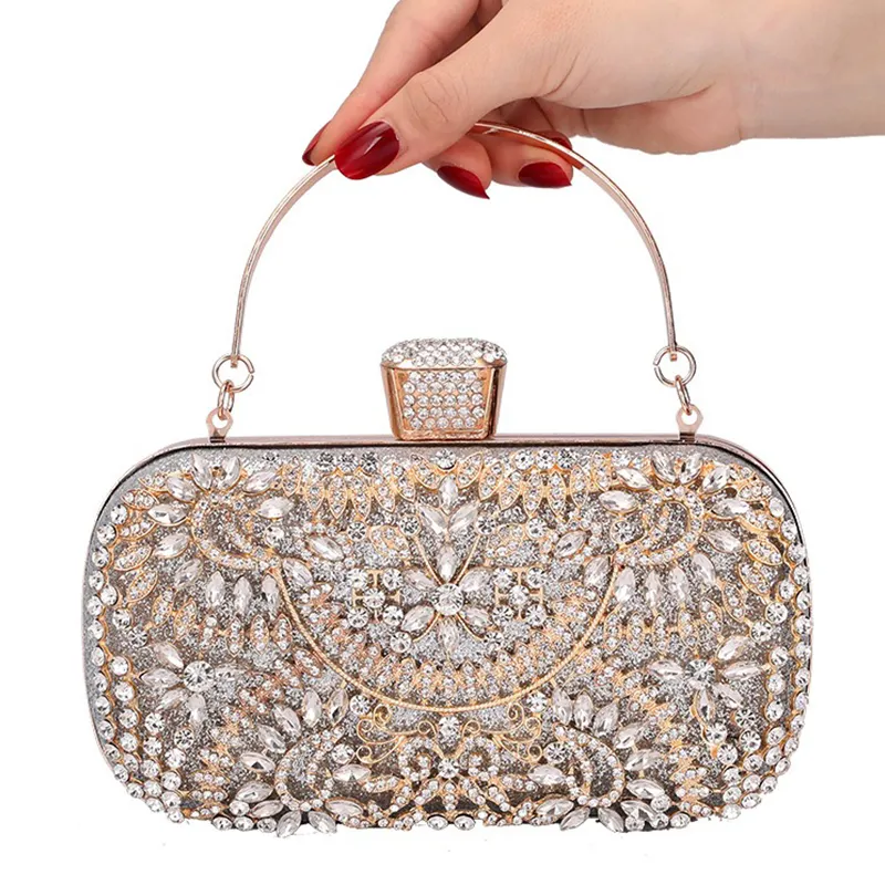 Wholesale Price Women Crystal Clutch Bags for Bridal Evening Party Bling Rhinestone Diamond Phone Purse Handbag