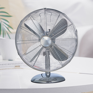 Vente en gros 12 pouces 40W AC moteur ventilateur de table économie d'énergie à faible bruit cuivre argent aspect métal antique US Portable certifié ROHS - Product Image 1