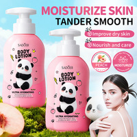 SADOER Peach Petroleum Jelly Body Lotion, Losion Kulit Ultra Melembapkan dan Menutrisi dengan Desain Panda, 260ml
