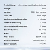 Lunettes Intelligentes Électrochromiques E02C avec Caméra 8MP, Traduction IA, Appel Bluetooth, Enregistrement Vidéo, Changement de Couleur par Balayage