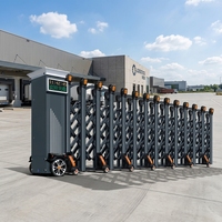 Porte de sécurité rétractable automatique en acier et aluminium, commande sans fil avec fonction anti-collision