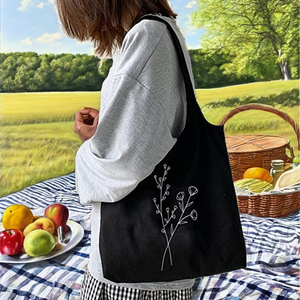 Sac fourre-tout en toile de coton uni avec logo personnalisé, faible MOQ, vente en gros, motif lettres - Product Image 3