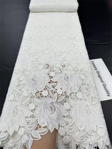 Encaje de Cordón Guipur Blanco con Flores, Tela de Encaje Elegante, Precio Mayorista <span class=keywords><strong>Más</strong></span> Alto, Asoebi Africano PS4029 - Product Image 4