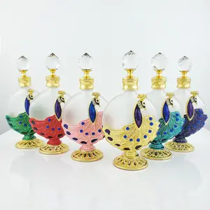 30ml Empty Refillable Beautiful Glass Perfume Bottle With Metal Peacock Unique Design