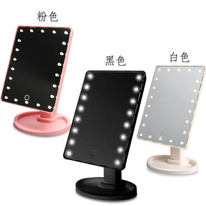 Miroir de maquillage à LED Wanmei, carré, de bureau, à détection tactile, haute définition, avec rangement pour les outils de maquillage - Product Image 1