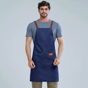 High Quality QC Custom Logo Sleeveless Bib Adult Size <b>Apron</b> <b>Women</b> Men Fashion Cross Design Sustainable Modern Polyester/Cotton - Product Image 3