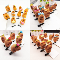 Barrettes à cheveux en peluche capybara personnalisées mignonnes de dessin animé, conception de motif OEM, barrette à cheveux en peluche en forme d'animal en peluche avec LOGO
