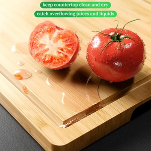 Tabla de Cortar de Bambú en Varios Tamaños, Tablas de Cortar de Madera para Cocina, Prácticas Utensilios de Cocina con Ranuras Profundas para Jugos - Product Image 5