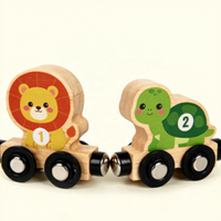 Train en bois avec animaux et chiffres, jouets éducatifs Montessori pour tout-petits, jouets éducatifs précoces pour développer la motricité fine des enfants
