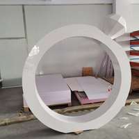 Dekorasi Latar Belakang Cincin Putih Akrilik Desain Bulat Pernikahan