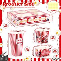 DAMAI 12 ensembles de fournitures de fête sur le thème du cinéma, seaux à popcorn roses et rouges et plateaux à collations pour la décoration d'une fête d'anniversaire de fille