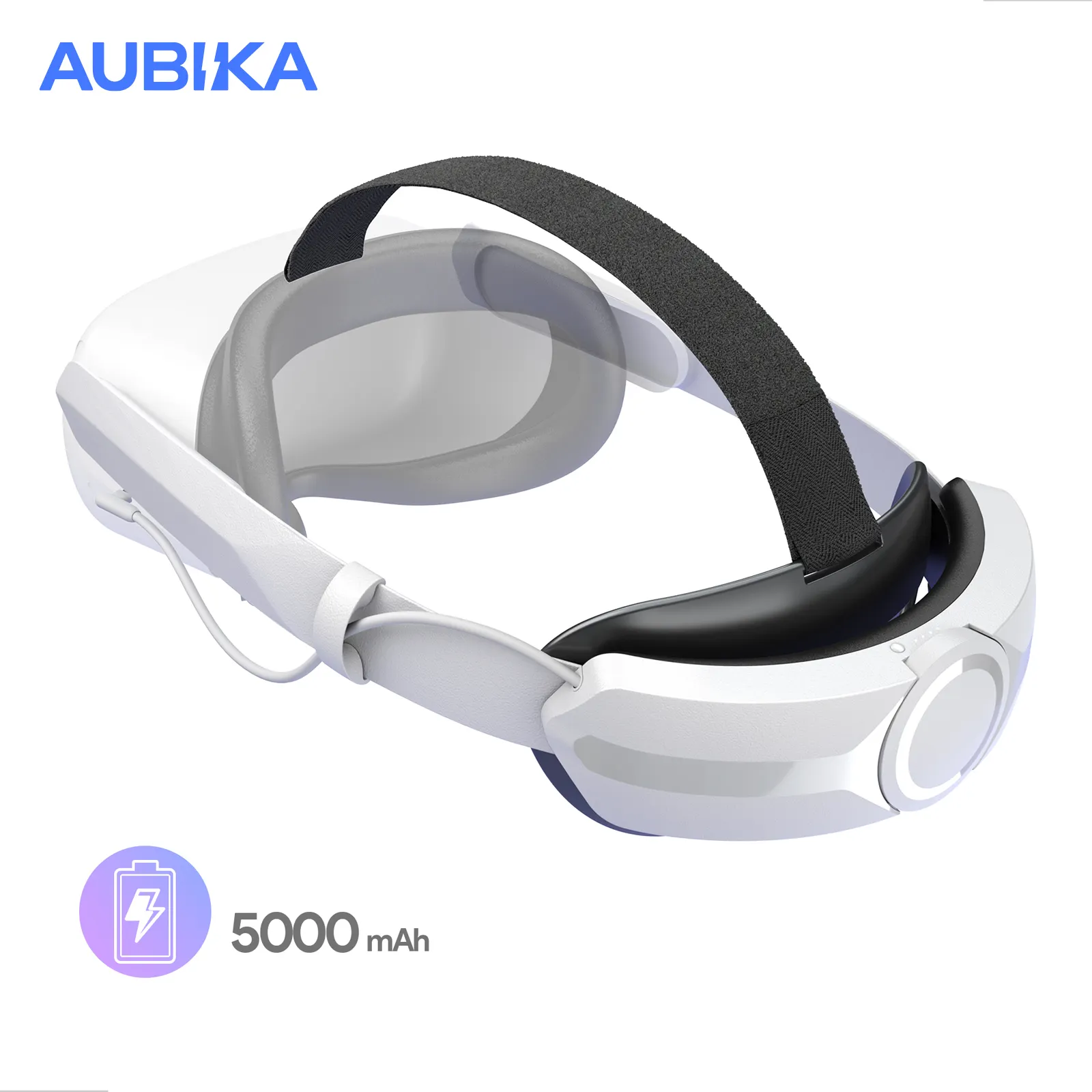 AUBIKA design Comfort Head Strap with Battery for Meta/Oculus Quest 2, Elite Strap with 5000mAh Battery Pack