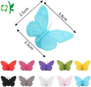 OKSILICONE coloré papillon Silicone boisson verre breloques étiquettes de bouteille de <span class=keywords><strong>vin</strong></span> avec ventouse Silicone verre à <span class=keywords><strong>vin</strong></span> marqueur pour la fête - Product Image 4