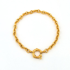 Moda transfronteriza simple ins primavera hebilla hoja pulsera Acero inoxidable chapado 18K oro clip cadena mujer <span class=keywords><strong>marea</strong></span> cadena - Product Image 5