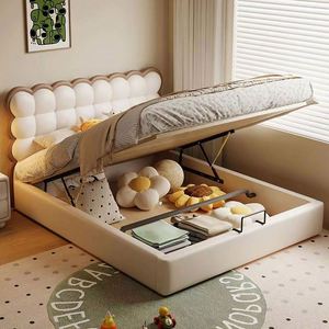 Lit de repos moderne minimaliste en bois crème |   Conception confortable et ajustable de forme ronde pour filles et garçons - Product Image 3