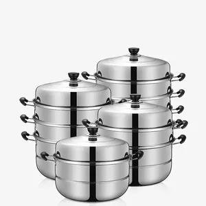 Chinese Large Multifunction Stainless Steel Metal Cookware Cooking Dumpling Fish Multi Tier Food Steamer Pot