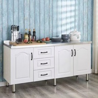 Lemari Penyimpanan Dapur Panjang Desain Modern Mewah dari Baja Anti Karat Putih untuk Sudut Ruangan
