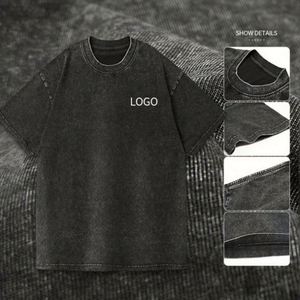 Custom Logo Vintage Acid Washed T Shirt Men Distressed Heavyweight Cotton Blank Oversized <b>Tshirt</b> 100% Cotton for Men's T-Shirt - Product Image 3