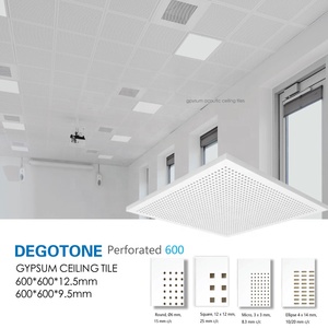 Plaque de plafond suspendu en plâtre blanc perforé, <span class=keywords><strong>prix</strong></span> usine, 60x60mm, bord carré, noyau PVC, grille métallique, faux plafond - Product Image 5