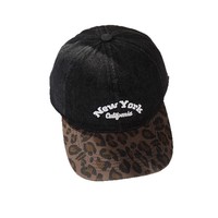 Topi Wanita 2026 Motif Leopard Mewah Modis 100% Katun, Dapat Disesuaikan, Berkualitas Tinggi, Bordir Huruf, Bahan Denim