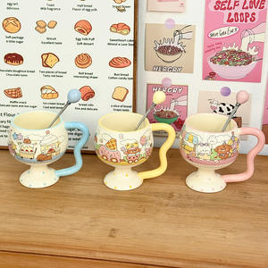 Dragon Nest Ceramic <b>Mug</b> 301-400ml With Spoon Heat Resistant Cute Cartoon Design For Girls Home Use Gift - Product Image 4