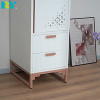 Armoire en acier moderne avec deux tiroirs, idéale pour les chambres ou les appartements, dotée de portes ventilées.