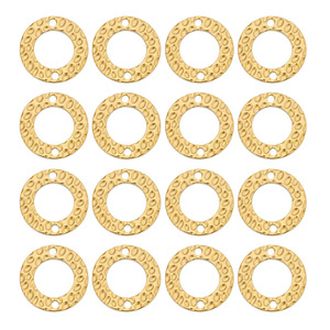 Connecteur rond martelé 15mm 20mm 25mm |   Lien circulaire à double trou en acier inoxydable plaqué or PVD 18 carats pour la fabrication de bijoux DIY - Product Image 3