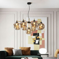 Lustre Américain Design Moderne de Luxe, Personnalisé, Grande Boule en Verre Transparent, pour Salon