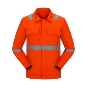 Autumn long-sleeved environmental protection gray reflective overalls button environmental protection clothes GYJ8025
